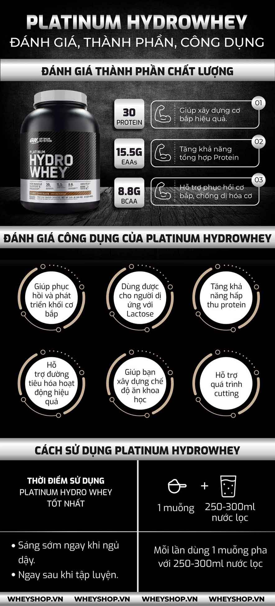 Platinum HydroWhey ON là sản phẩm tăng cơ bắp hiệu quả nhất với 100% Whey thủy phân hấp thu nhanh, chính hãng Optimum Nutrition và giá tốt nhất tại Hà Nội TPHCM