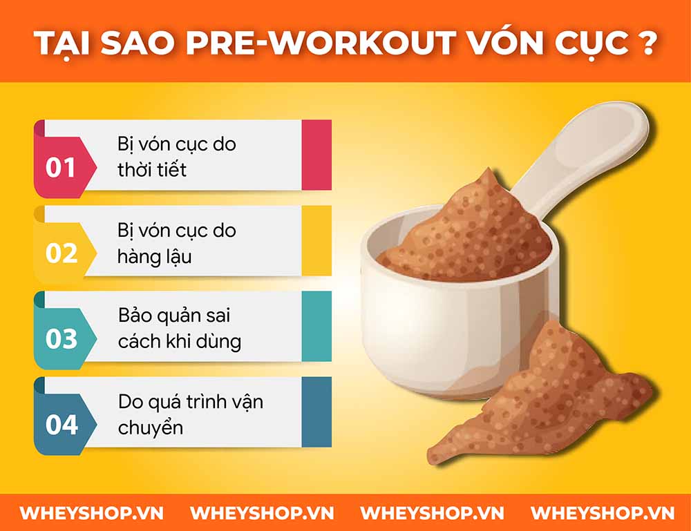 Pre Workout bị vón cục là tình trạng khá phổ biến hiện nay. Vậy Pre Workout bị vón cục có dùng được không? Cùng WheyShop tham khảo tìm hiểu qua bài viết...