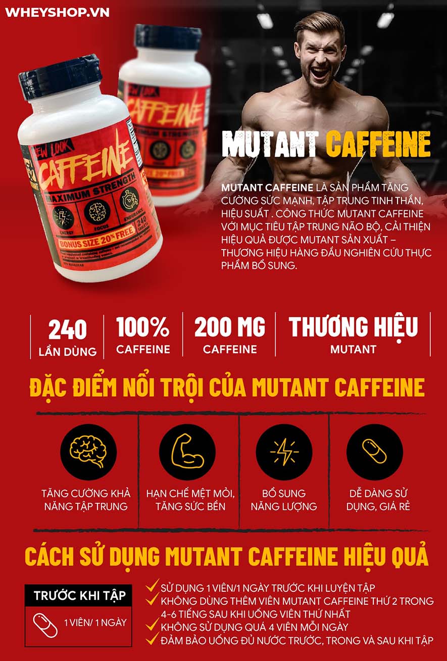 Mutant Caffeine là sản phẩm tăng cường sức khỏe, tập trung não bộ, cải thiện hiệu suất tập. Sản phẩm chính hãng, cam kết giá rẻ tốt nhất Hà Nội TpHCM...