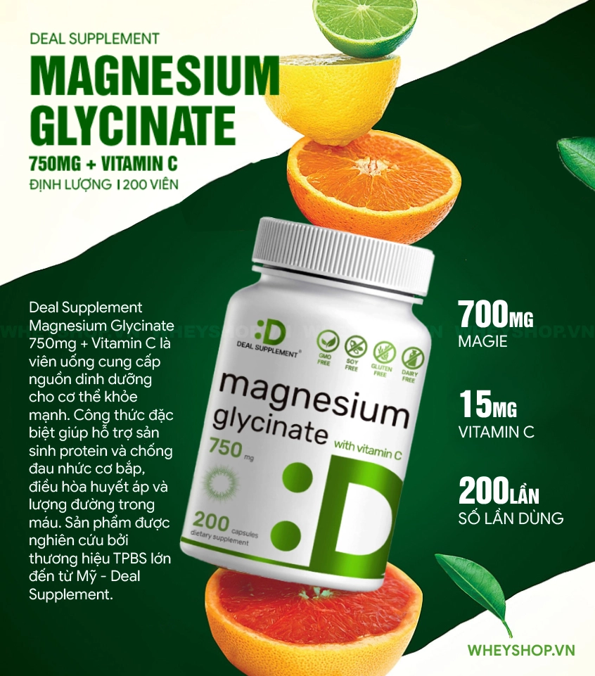 deal supplement magnesium glycinate 750mg vitamin c 200 vien